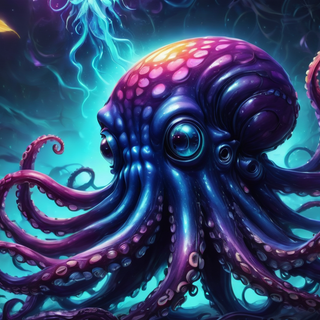 Blue Bioluminscent Alien Octopus
