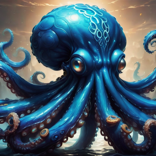 Blue Bioluminscent Alien Octopus
