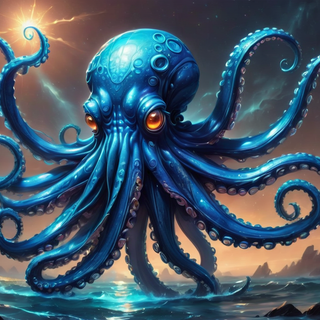 Blue Bioluminscent Alien Octopus