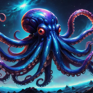 Blue Bioluminscent Alien Octopus