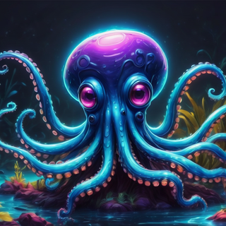 Blue Bioluminscent Alien Octopus