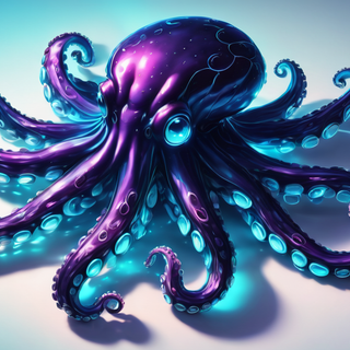 Blue Bioluminscent Alien Octopus