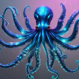 Blue Bioluminscent Alien Octopus