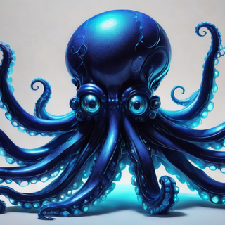 Blue Bioluminscent Alien Octopus