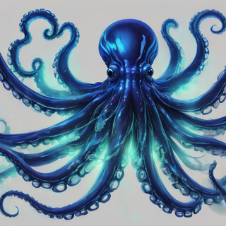 Blue Bioluminscent Alien Octopus