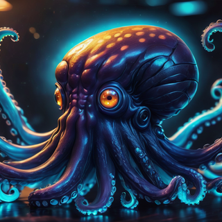 Blue Bioluminscent Alien Octopus