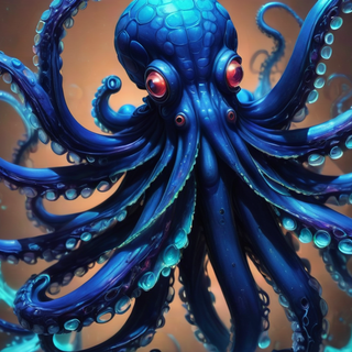 Blue Bioluminscent Alien Octopus