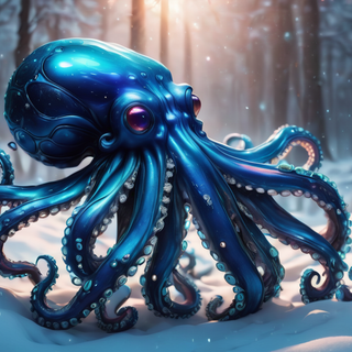 Blue Bioluminscent Alien Octopus