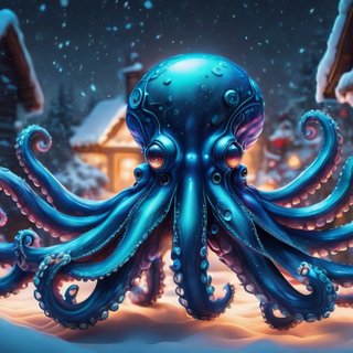 Blue Bioluminscent Alien Octopus