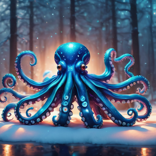 Blue Bioluminscent Alien Octopus