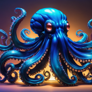 Blue Bioluminscent Alien Octopus