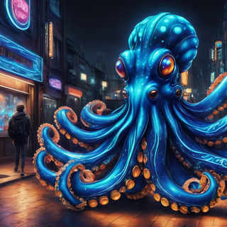Blue Bioluminscent Alien Octopus