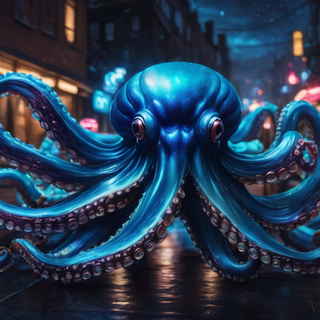 Blue Bioluminscent Alien Octopus