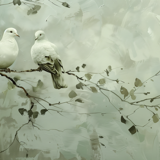 Doves on Branch by CelestialCanvas