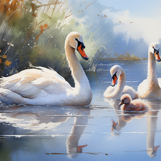 Mute Swan Family by CelestialCanvas
