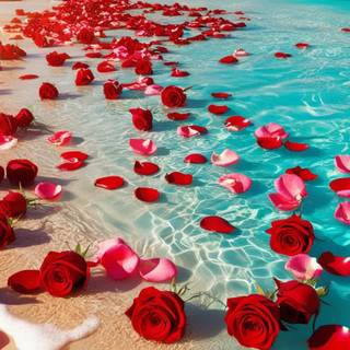 Beach with roses