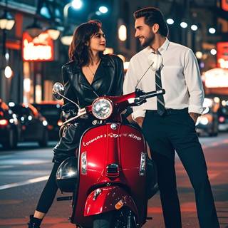 Romance on a Date with a Red Vespa
