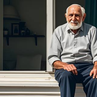 An Elderly Man Sitting by the Window