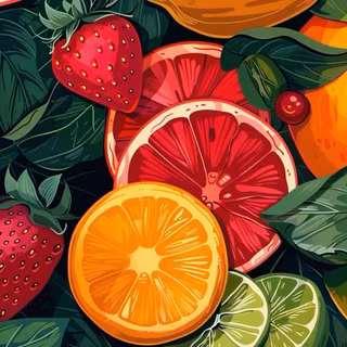 Strawberries, Oranges and Grapefruit