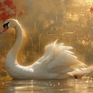 Elegant Swan on Golden Waters by CelestialCanvas