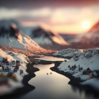 Handwork Snowscape Small town