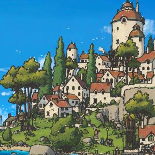 Draw The seaside town