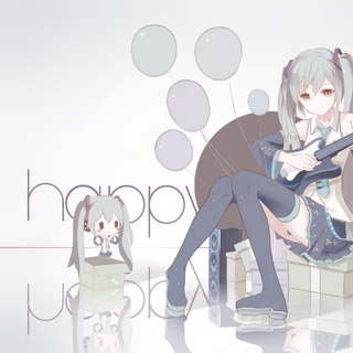happy miku with chibi miku