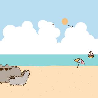 Beach Pusheen Wallpaper