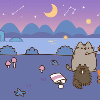 Camping Pusheen Wallpaper