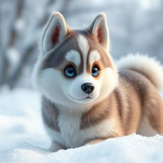 Husky Pup In The Snow