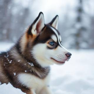 Husky Pup In The Snow