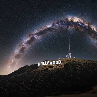 Hollywood Sign underneath the Milky Way