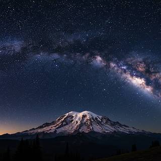 Mt. Rainer underneath the Milky Way