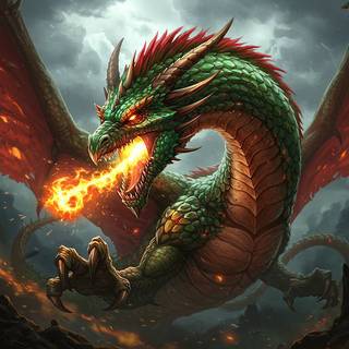 Fire Breathing Green Dragon