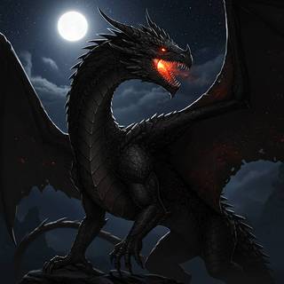 Black Dragon with Red Eyes