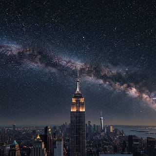 Empire State Building underneath the Milky Way