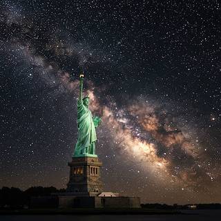 Statue of Liberty underneath the Milky Way