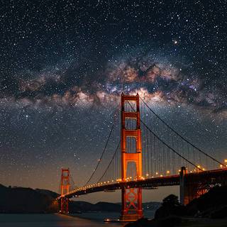  Golden Gate Bridge underneath the Milky Way