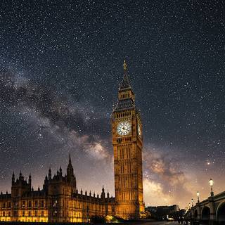 Big Ben Clocktower underneath the Milky Way
