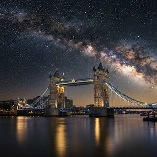 London Tower Bridge underneath the Milky Way