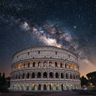 Colosseum underneath the Milky Way