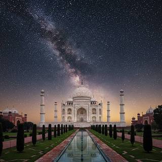 Taj Mahal underneath the Milky Way