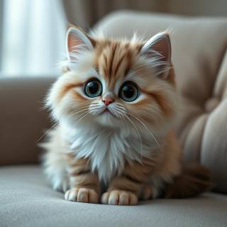 Cute Cat Sitting On Sofa