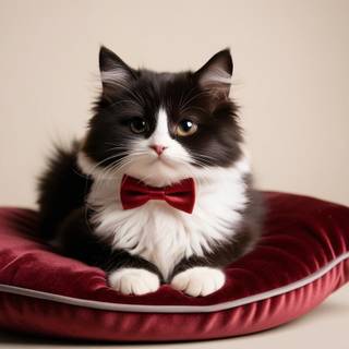 Cute Tuxedo Cat Wearing A Bowtie