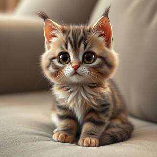 Cute Kitten Sitting On Chair