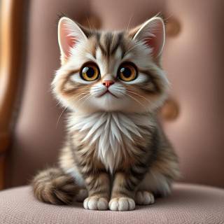 Cute Cat Sitting On Pink Chair