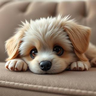 Cute Puppy Laying Down On Couch