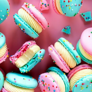 Pink and green ice cream macaroons