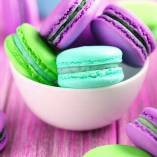 Green Purple and Blue Macaroons