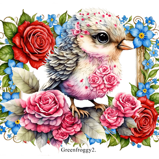 FRAMED BIRD AND ROSES